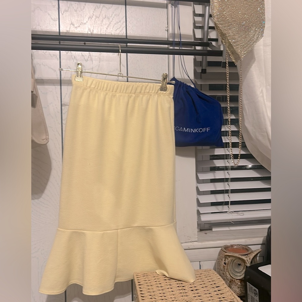 Tiffany & Rose- yellow midi skirt with bottom pleating/ruffle detail, small - Picture 2 of 3